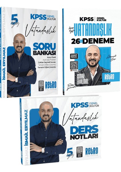 2026 Kpss Gygk Retro Yayınları Vatandaşlık Soru Bankası + Vatandaşlık Ders Notları + Vatandaşlık 26 Deneme Seti Ismail Eryılmaz