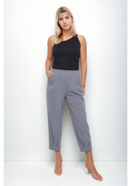 Beli Lastikli Paçası Pileli Pantolon modelleri