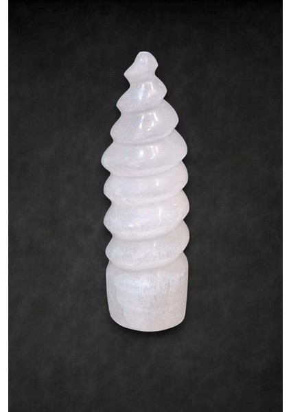 Beyaz Selenit Dekoratif Kule 15 cm Burgulu