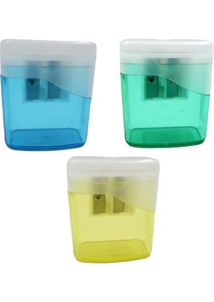 Kalemtıraş Çift Hazneli Kapaklı 3 Adet