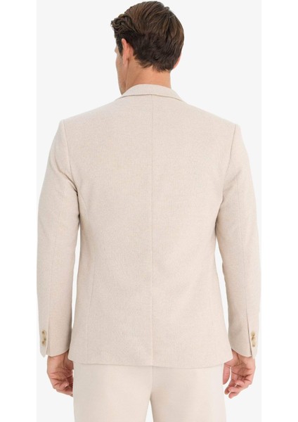 Slim Fit Dar Kesim Astarlı Düğmeli Blazer Ceket