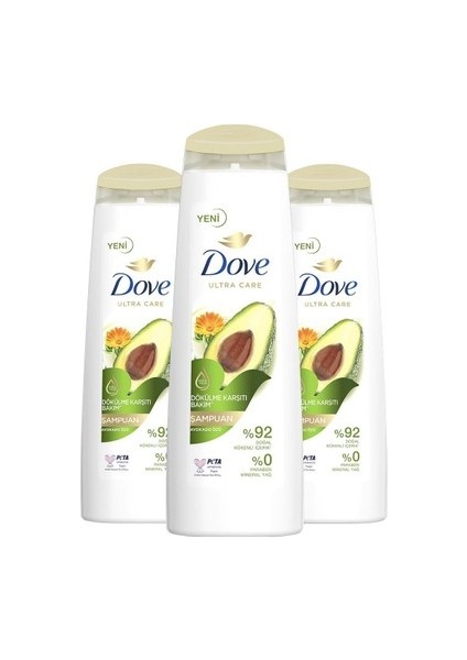 Ultra Care Saç Bakım Şampuanı Dökülme Karşıtı Bakım Avokado Özü 350 ml X3