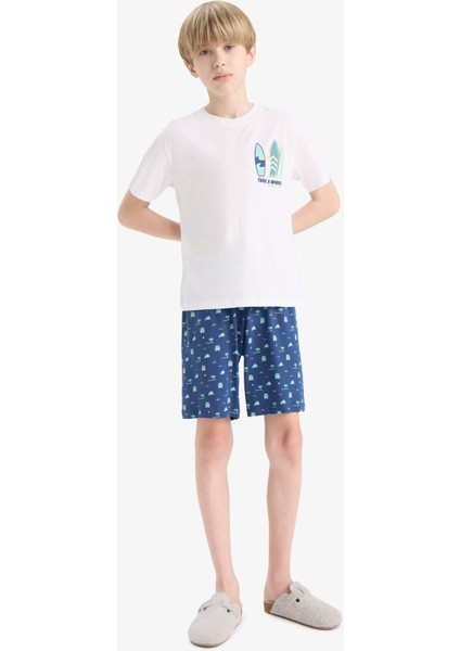 Erkek Çocuk Pijama Takımı Baskılı Kısa Kollu Üst Desenli Şort E2693A825HS