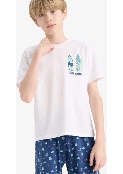 Erkek Çocuk Pijama Takımı Baskılı Kısa Kollu Üst Desenli Şort E2693A825HS