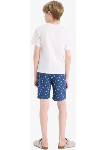 Erkek Çocuk Pijama Takımı Baskılı Kısa Kollu Üst Desenli Şort E2693A825HS
