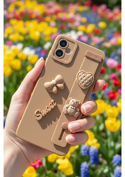 Samsung Galaxy A05 Uyumlu Kılıf Kahverengi Renk 3D Figürlü Darbe Emici Yumuşak Silikon Kapak