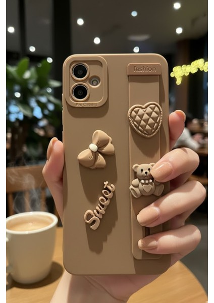 Samsung Galaxy A05 Uyumlu Kılıf Kahverengi Renk 3D Figürlü Darbe Emici Yumuşak Silikon Kapak modelleri