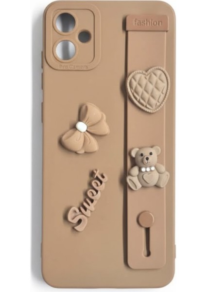 Samsung Galaxy A05 Uyumlu Kılıf Kahverengi Renk 3D Figürlü Darbe Emici Yumuşak Silikon Kapak fırsatları