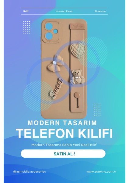 Samsung Galaxy A05 Uyumlu Kılıf Kahverengi Renk 3D Figürlü Darbe Emici Yumuşak Silikon Kapak indirimleri