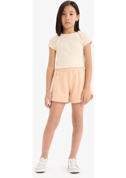 Kız Çocuk Beli Lastikli Baskılı Şort