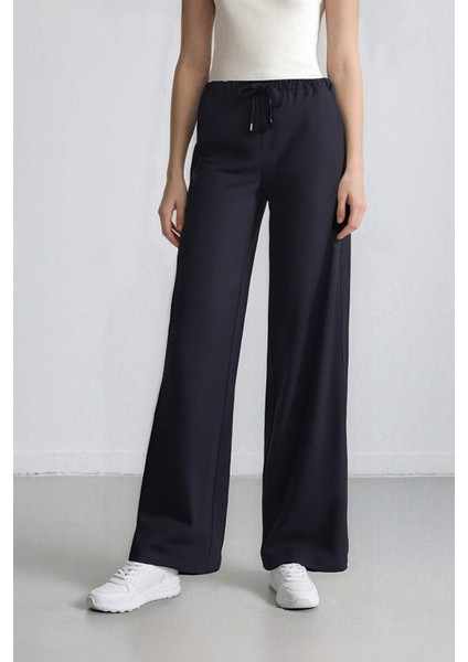 Wide Leg Geniş Paça Beli Lastikli Bağcıklı Basic Düz Palazzo Pantolon