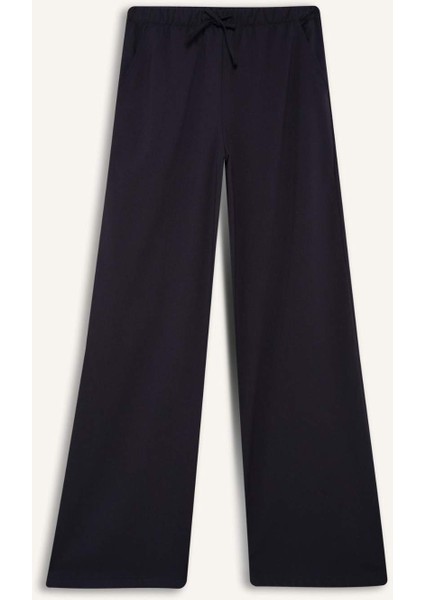 Wide Leg Geniş Paça Beli Lastikli Bağcıklı Basic Düz Palazzo Pantolon
