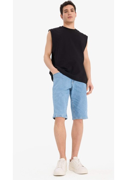 %100 Pamuk Boxy Fit Bisiklet Yaka Baskılı Atlet C5040AX25HS