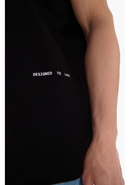 %100 Pamuk Boxy Fit Bisiklet Yaka Baskılı Atlet C5040AX25HS