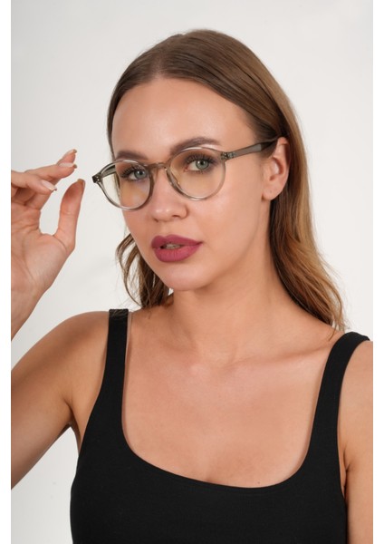 Gri Yuvarlak Mavi Işık Koruyucu Gözlük