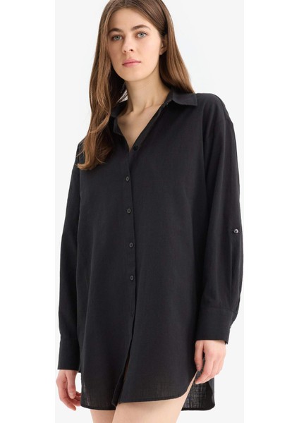 Regular Fit Pamuklu Plaj Gömleği-Fall in Love