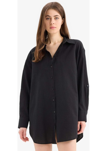 Regular Fit Pamuklu Plaj Gömleği-Fall in Love