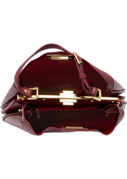 Bordo Hakiki Deri Kadın El Çantası - S25K1BC80444-F9J fırsatları