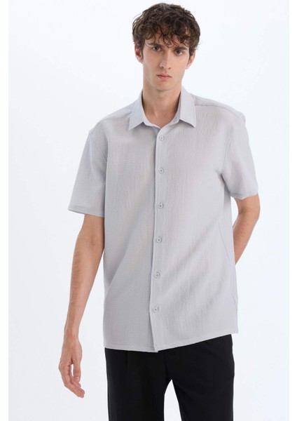 Regular Fit Polo Yaka Krinkıl Yazlık Kısa Kollu Gömlek E1223AX25SM