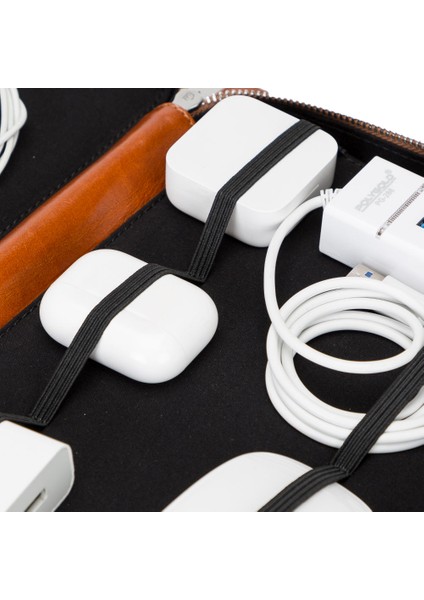 Epsilon Leather Travel Cable Organizer-Taba Renk fırsatları