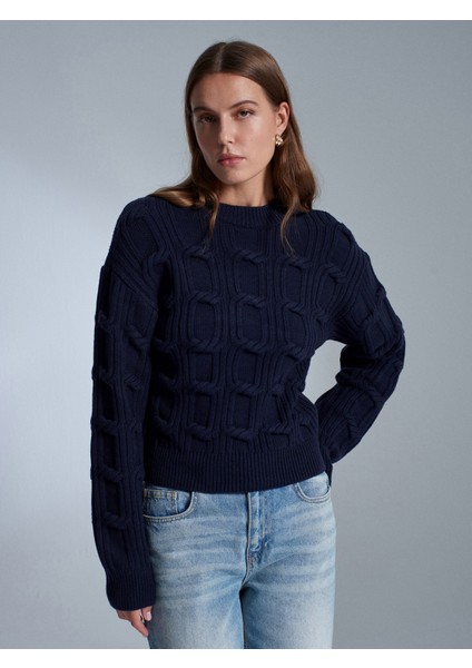 10825 Yün Karışımlı Kabartma Detaylı Triko Kazak-Laci Mel. modelleri