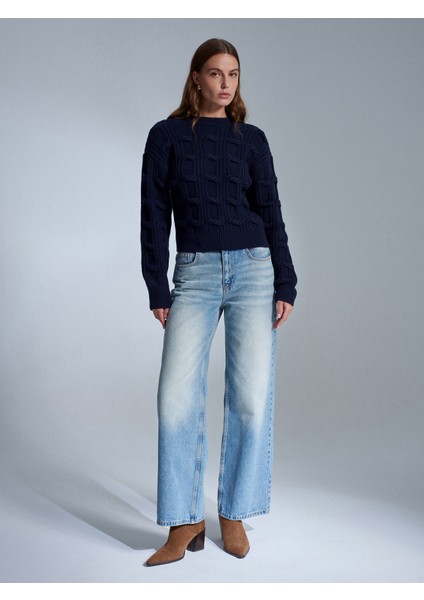 10825 Yün Karışımlı Kabartma Detaylı Triko Kazak-Laci Mel. indirimleri