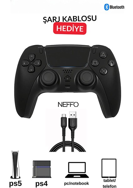 Bluetooth Oyun Kolu | Ps4, Ps5 ve Pc Uyumlu Kablosuz Wireless Joystick