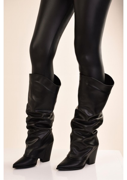 Kadın Körüklü Kalın Topuklu Kovboy Çizme