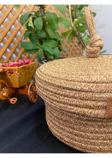 Jüt Hasır El Dokuma Çok Amaçlı Sepet Makyaj Banyo ve Mutfak Organizeri fırsatları