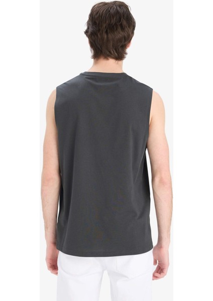 %100 Pamuk Regular Fit Bisiklet Yaka Baskılı Atlet E3217AX25HS