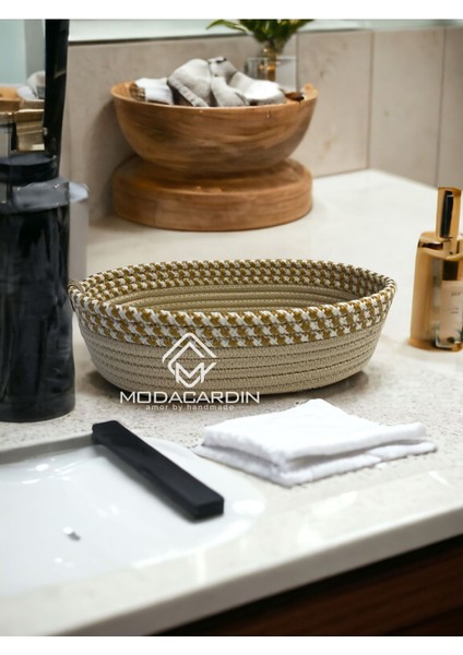 Jüt Hasır Sepet Çift Renk Organizer Ekmek Meyve Sepeti