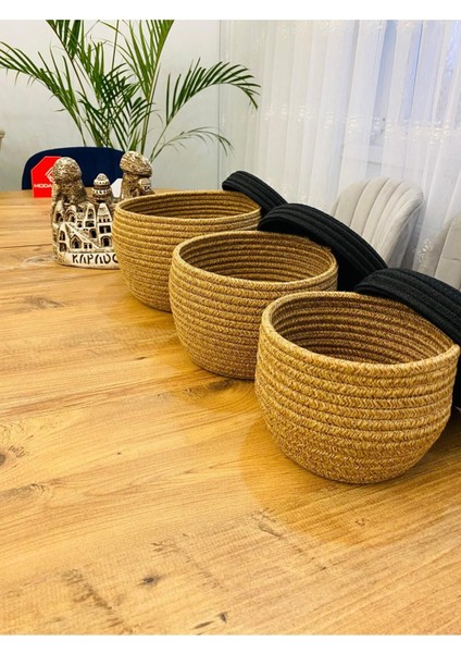 Jüt,hasır,3 Lü Kapaklı Sepet, Özel Tasarım, Çok Amaçlı Düzenleyici Organizer,sepet fırsatları