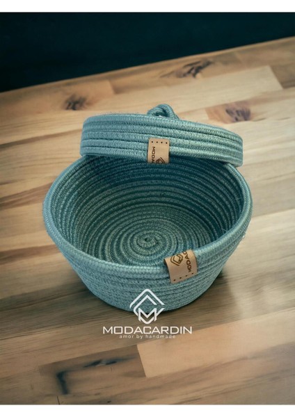 Jüt Hasır Sepet Oval Kapaklı Organizer 20X20 modelleri
