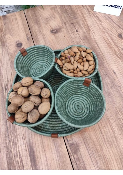 Hasır,jüt,5 Parça, Sunum Çerez Takımı , Sunum Kabı Tepsili