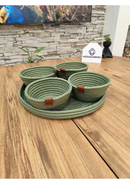 Hasır,jüt,5 Parça, Sunum Çerez Takımı , Sunum Kabı Tepsili indirimleri