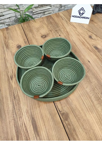 Hasır,jüt,5 Parça, Sunum Çerez Takımı , Sunum Kabı Tepsili