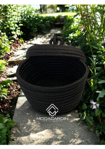 Jüt Hasır Sepet Oval Kapaklı Organizer 20X20