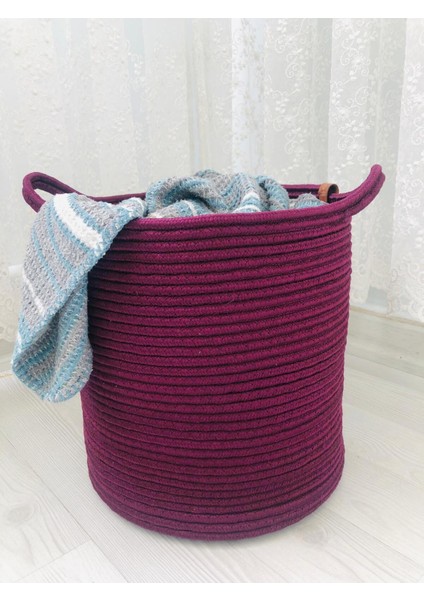 Hasır Sepet Oyuncak Sepeti Çok Amaçlı Düzenleyici Saksılık 25 x 25 Mor