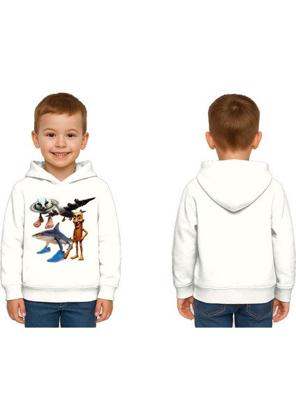 Unisex Brainrot Baskılı Çocuk Swaetshirt Kapüşonlu 3 Iplik Şardonlu