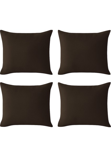 Kahverengi Kırlent Kılıfı 4'lü Set - Gizli Fermuarlı - Kadife Dokulu fiyatları