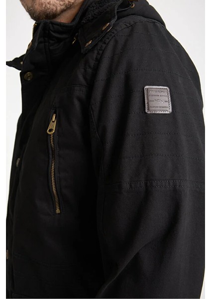 Erkek Siyah Gabardin Su Geçirmez Kaban