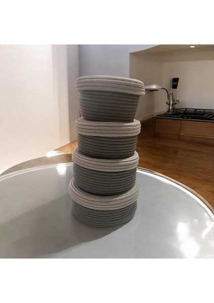 Jüt,hasır,4 Lü Kapaklı Sepet, Özel Tasarım, Çok Amaçlı Düzenleyici Organizer,sepet 25X23X21X18