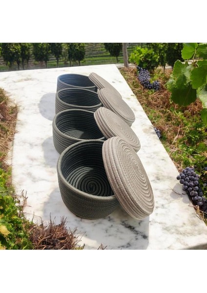 Jüt,hasır,4 Lü Kapaklı Sepet, Özel Tasarım, Çok Amaçlı Düzenleyici Organizer,sepet 25X23X21X18 fırsatları