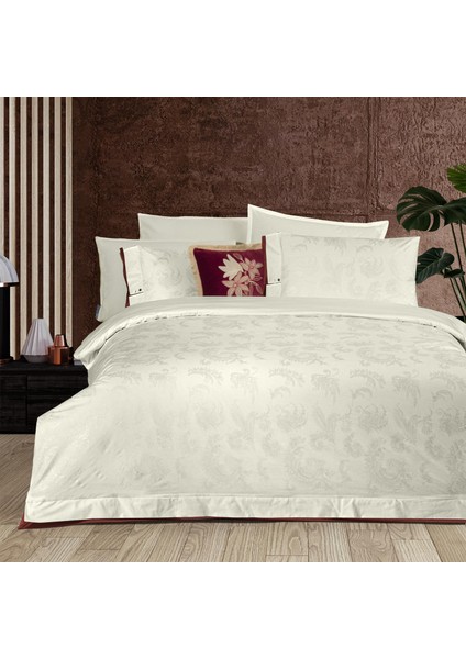 Bimala Çift Kişilik %100 Pamuk Çift Taraflı Nevresim Takımı Ekru