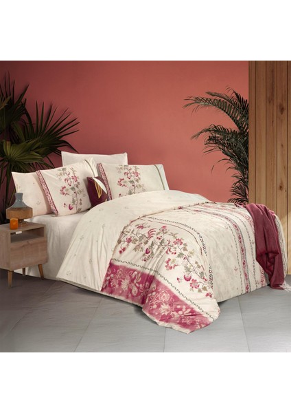 Lakshman Çift Kişilik %100 Pamuk Çift Taraflı Nevresim Takımı Somon fırsatları