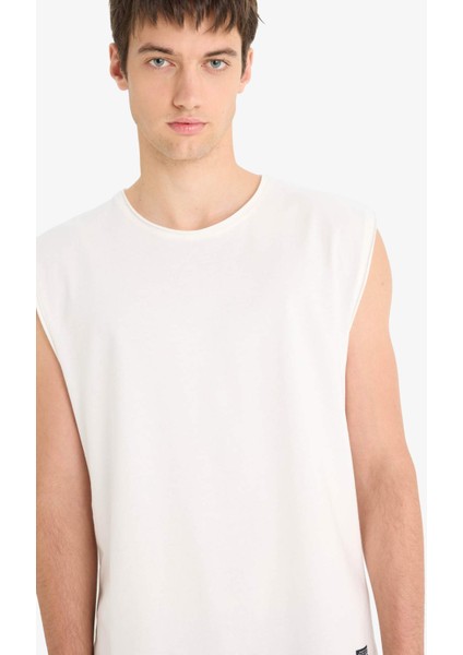 %100 Pamuk Boxy Fit Bisiklet Yaka Basic Düz Atlet C7205AX25SM