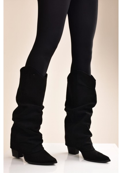 Kadın Körüklü Kalın Topuklu Kovboy Çizme