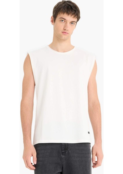 %100 Pamuk Boxy Fit Bisiklet Yaka Basic Düz Atlet C7205AX25SM