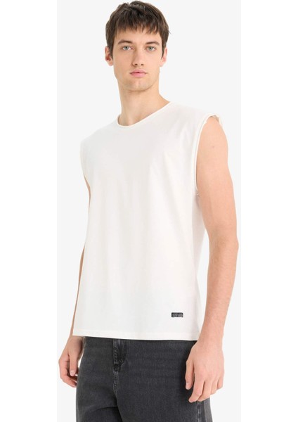 %100 Pamuk Boxy Fit Bisiklet Yaka Basic Düz Atlet C7205AX25SM