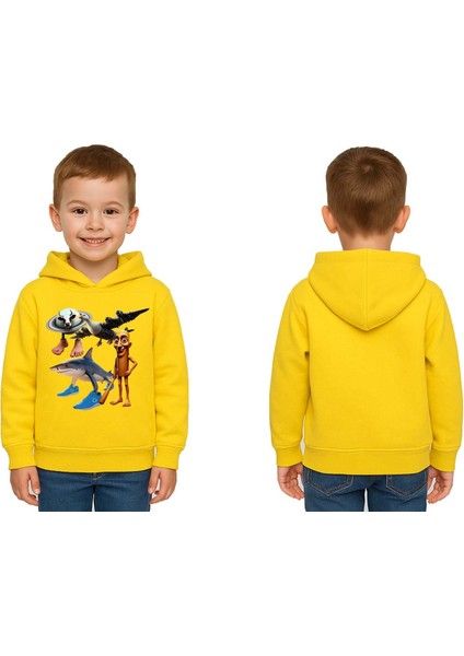 Unisex Brainrot Baskılı Çocuk Swaetshirt Kapüşonlu 3 Iplik Şardonlu